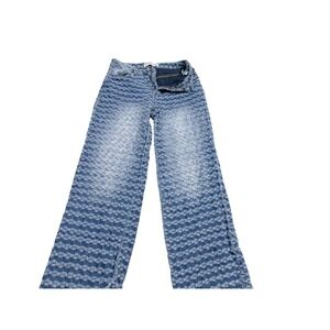 GOGO JEANS Women's Straight Leg Denim Jeans Size 7/28 Blue Distressed Textured